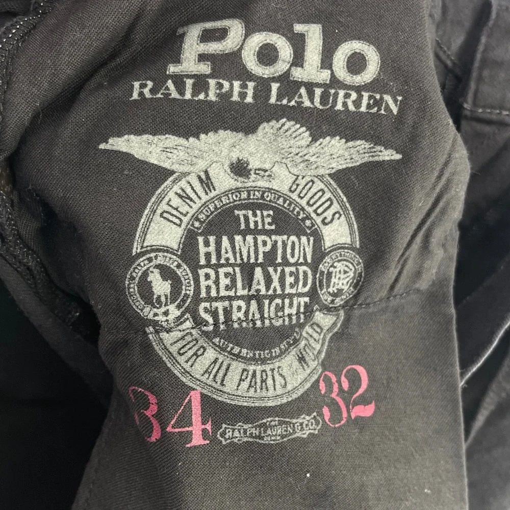 Polo Ralph Lauren Jeans Men 34x32 Black Hampton Relaxed Straight Denim Fit 34x28